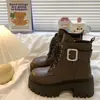 Botas Martin Estilo Británico de Suela Gruesa para Mujer 2026 Nuevas Botines Cortos Otoño/Invierno para Mujeres Petitas Negro con Cordones