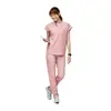 Traje de uniforme médico elástico para talla grande, cuello en V, elástico, secado rápido, bordado personalizado, elasticidad en cuatro direcciones, estilo europeo y americano, uniforme de médico de dos piezas