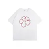 Camiseta de Verano Nueva de Cuello Redondo Holgada de Manga Corta para Mujer Diseño Floral Simple Estilo Casual Perezoso Top Versátil