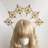 Lolita Aura de Virgem tiara espiga de trigo cruz pena Igreja Papa acessórios de cabelo dourados adereços de foto de passarela