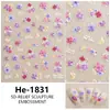 Adesivos de Unha Redanco5D Estilo Ins Prata Metalizada em Relevo com Flores Secas e Flores Silvestres Pequenas Adesivos 3D para Unhas He1832