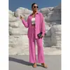 Moda Cruzada Europeia e Americana Versátil Estilo Outono Elegante Tamanho Grande Cardigã Feminino de Manga Longa Conjunto de Duas Peças Casual Cor Sólida