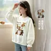 Sudadera para Niñas con Estampado de Oso Nueva Colección Otoño 2026 para Niñas Mayores, Suéter Holgado y Cómodo para Niños