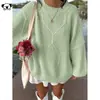 Suéter pullover outono e inverno transfronteiriço da Amazon para mulheres, casual, gola redonda, tricotado em ponto trançado, padrão losango, solto, moderno, malha