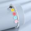 Pulsera con dije de sonrisa en color plata esterlina para mujer, diseño veraniego, combinable con todo, con cuentas para estudiantes y novias.