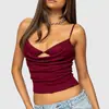 Estilo Callejero Americano Estilo Chica Picante Top Halter de Cuello Oscilante para Mujer, Verano Falso Conjunto de Dos Piezas Camisola Corta