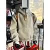 Sudadera Americana con Media Cremallera y Cuello Alto para Hombre Otoño Nicho Chaqueta Deconstruida Cleanfit Sudadera con Capucha Pesada Rígida
