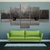 Pintura en Spray Gris Moderna y Sencilla de Cinco Eslabones Pintura Decorativa para Pared de Fondo de Sofá Pintura Colgante Pintura al Óleo