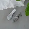 Sandalias de Verano con Tacón Alto para Mujer Chuyuji para Uso en Exteriores, Simples y Versátiles, Punta Abierta, Brisa Nocturna, de una Sola Tira, Sandalias de Tacón de Aguja Plateadas