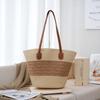 Bolso de Paja de Verano a Rayas de un Hombro para Viajero Nuevo de Gran Capacidad Casual Moda para Mujer Bolso Tote para Playa Marítima