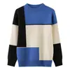 Suéter para Niños Cuello Redondo Algodón Puro Tejido para Niños Bloques de Color Forro Polar para Bebés y Niños Mayores Grosor Otoño e Invierno