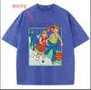 Camiseta Vintage Lavada Estilo Nuevo 2025--Xingyue Estilo Europeo y Americano Elegante Algodón Estampado Manga Corta Cuello Redondo