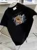 Camiseta Blanca de Manga Corta con Estampado Estilo Coreano para Mujer Verano 2024 Nuevo Diseño con Sentido Holgada Casual Cuello Redondo Top de Nicho