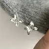 Aretes negros de lunares estilo coreano, con diseños de moño y florales, aretes de aro en forma de C, un estilo fresco y simple, disponibles en múltiples diseños