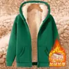 Chaqueta Cálida de Lana de Cordero para Otoño e Invierno para Hombre, Talla Grande Marca de Moda Color Sólido Forro Polar Espesado Sudadera con Capucha Chaqueta para Hombre
