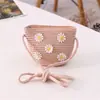 Bolsa Pequena de Palha Infantil de Verão Celebridade da Internet Princesa Fofa Estilo Ocidental Bolsa Transversal para Menina Bolsa Carteira de Moedas da Moda