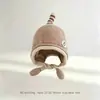 Gorro cálido y cortavientos de otoño e invierno, diseño lindo y adorable de pingüino de lana tejido, gorro para niños que protege los oídos