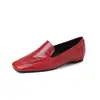 Mocasines de Piel de Vaca de Moda con Suela Blanda de 0.8 cm~Zapatos Planos de Cuero Redondos Versátiles para Mujer Estilo Nuevo de Piel Genuina