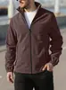 Chaqueta de Forro Polar de Color Sólido para Hombre de Venta Caliente Transfronteriza Otoño e Invierno Cálida Chaqueta Deportiva al Aire Libre con Cuello Alto y Cremallera Cárdigan