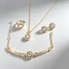 Nuevo Conjunto de Joyería de Comercio Exterior: Conjunto Creativo y Elegante de Cuatro Piezas: Collar, Aretes, Pulsera y Anillo con Pedrería