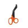 Tesoura de Gaze Curva em Aço Inoxidável 15cm Lâmina Revestida de Preto Tesoura para Curativos Tesoura para Fita Intramuscular Cabo de Plástico Tesoura de Material Auxiliar