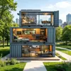 Recipiente Empilhável de Três Andares Residência de Temporada Vidro Panorâmico Completo Casa Inteira Finamente Decorada Área Cênica Habitação Modular Móvel