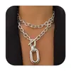 Collar de Cadena Cubana en Capas Transfronterizo Cadena Gruesa Cierre OT Personalizado Estilo Hip-Hop Punk Joyería para Mujer