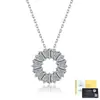 Fábrica de Origen Collar de Corona de Flores de Moissanita Corte Escalonado Plata S925 Cadena para Clavícula Completamente Incrustada de Lujo Ligero Transfronterizo Europeo y Americano
