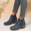 Comércio grossista transfronteiriço: Coleção de inverno 2026, botinhas elegantes estilo francês para mulheres, com bico redondo, salto grosso, zíperes laterais, botas de montaria versáteis e estilosas