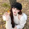 Gorra octogonal retro estilo británico de Hong Kong para mujer para primavera y otoño, con visera corta, que estiliza el rostro, gorra de repartidor, versión coreana, gorra versátil de artista