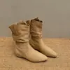 Botas femininas de bico fino e sola grossa, nova coleção outono 2026, que aumentam a altura, combinadas com saias, emagrecem, versáteis, botas de montaria retrô