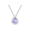 Collar de Plata S925 con Colgante Azul en Forma de Lágrima y Diamantes Brillantes para Mujer, Diseño de Lujo Ligero, Colgante Deslumbrante, Cadena para Clavícula, Regalo de Vacaciones