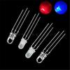 LED Dupla Cor Vermelho e Azul F5/5mm Transparente/Fosco Ânodo Comum/Cátodo Comum Cabeça Redonda Plugue Reto Diodo LED de 3 Pinos