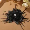 Moda Estilo Coreano Quente Diamante Pérola Pena Malha Flor DIY Elástico de Cabelo Corda de Cabelo Adorno de Cabeça Feminino Corsage Acessórios de Roupa