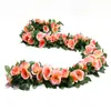 Enredadera de Rosas Ratán Mesita de Noche Flor Artificial Planta Adorno Enredadera de Flor de Cerezo Flor de Seda Artificial Planta Esencial para Boda