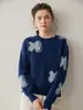 Nuevo Suéter de Cachemira Otoño e Invierno 2025 para Mujer Tejido Jacquard Cuello Redondo Lindo con Forma de Corazón Suéter Base Holgado Suéter Casual