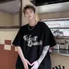 Camiseta de Manga Corta Transpirable Apta para la Piel para Adolescentes Marca de Moda Americana de Verano para Hombres Moda Suelta de Peso Pesado Camiseta de Media Manga