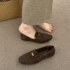 Mocasines de Cuero para Mujer con Diseño de Moneda Dorada, Estilo Británico, Nueva Versión Coreana 2026, Zapatos Planos Casuales Slip-On Redondos Retro Franceses