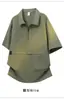 Camisa Polo de Media Cremallera con Bolsillo Estilo Americano Ropa de Trabajo Top Outdoor de Secado Rápido en Color Blanco Roto
