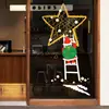 Decoração de atmosfera de Natal 2026 Papai Noel e renas adesivos eletrostáticos para shoppings e portas de vidro de hotéis
