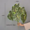 Planta Artificial de Caladio de 7 Hojas con Tallos Similares a Raíces, Manojos de Hojas y Piezas Decorativas para Decoración Interior del Hogar, Sala de Estar y Decoración de Paredes con Plantas