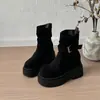 Botas de tornozelo com sola grossa, que aumentam a altura, estilo retrô para mulheres baixinhas, nova coleção outono/inverno 2026, botinhas estilosas em uma paleta de cores da moda