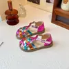 Sandálias Femininas Estilo Coreano Cores Dopamina 2026 Verão Novo Moda Infantil Sapatos Romanos Sapatinhos de Princesa