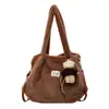 Bolso tote de peluche de alta gama para mujer, nueva colección otoño 2026, relajado y casual, bolso de hombro simple con textura esponjosa