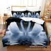 Juego de cama cepillado de cuatro piezas impreso digitalmente en 3D suministrado directamente de tres sábanas de cisne de dibujos animados, edredón, almohadas