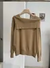 KEKEZOON Suéter de Punto con Cuello Asimétrico y Mangas Largas para Mujer, Diseño Adelgazante de Principios de Otoño con Detalle de Botón Inclinado, Moderno 9146