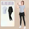 Conjunto de Ropa para Pilates Yoga Camiseta de Manga Corta de Gama Alta Secado Rápido para Mujer Primavera Adelgazante Moldeador Corporal Top Deportivo Ropa de Fitness