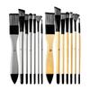 Pincel de nailon transfronterizo, 9 pinceles de óleo, gancho artístico, trazo de línea, dibujo pintado a mano, palo de madera, 7 pinceles, bolígrafo de pintura
