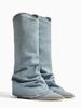 Botas de Caballero Largas de Tacón Alto para Mujer Nicho Americano Caña Alta Punta Fina Botas Vaqueras Occidentales Retro Zapatos Nuevos de Otoño para Mujer