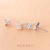 Aretes de Plata S925 Nalan para Mujer Estilo Japonés y Coreano Simple Pequeño Fresco Cisne Diamante Corazón de Niña Aretes G3132
